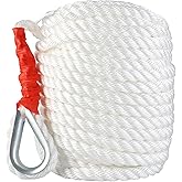 3/4" x150 Feet Anchor Rope, Polypropylene Docking Dockline Boat/Sailboat/Mooring/Pull Lines with Thimble, 12592LB Breaking Strain