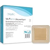MedVance TM Silicone - Bordered Silicone Adhesive Foam Dressing Size 4"x4" (2.7"x2.7" pad), Box of 10 dressings