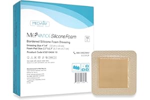 MedVance TM Silicone - Bordered Silicone Adhesive Foam Dressing Size 4"x4" (2.7"x2.7" pad), Box of 10 dressings