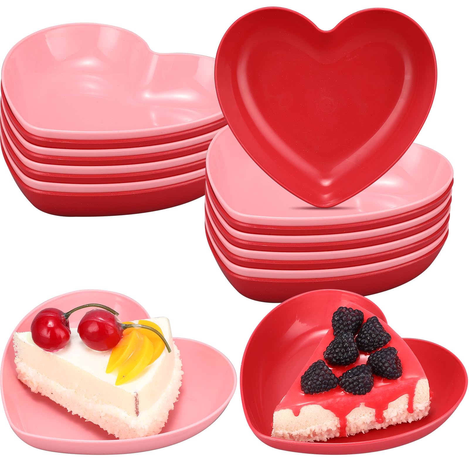 Photo 1 of 12 Pcs Valentine's Day Heart Shaped Bowls 5.7 Inch Heart Shaped Wheat Straw Small Snack Dessert Dishes Salad Plates for Dinner Appetizer Sauce Dish Dipping Snack Fruit Dessert Steak Serving (Pink,Red)