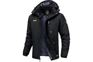 TBMPOY Men's Winter Jackets Skiing Waterproof Snow Thick Fleece Lined Hooded Utility Cold Weather Warm Outdoor Ice Work