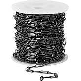 [33 Ft] Gunmetal Paperclip Chains Roll, 3mm Width 304 Stainless Steel Black Paperclip Oval Link Chain Spool Bulk for DIY Jewelry Making