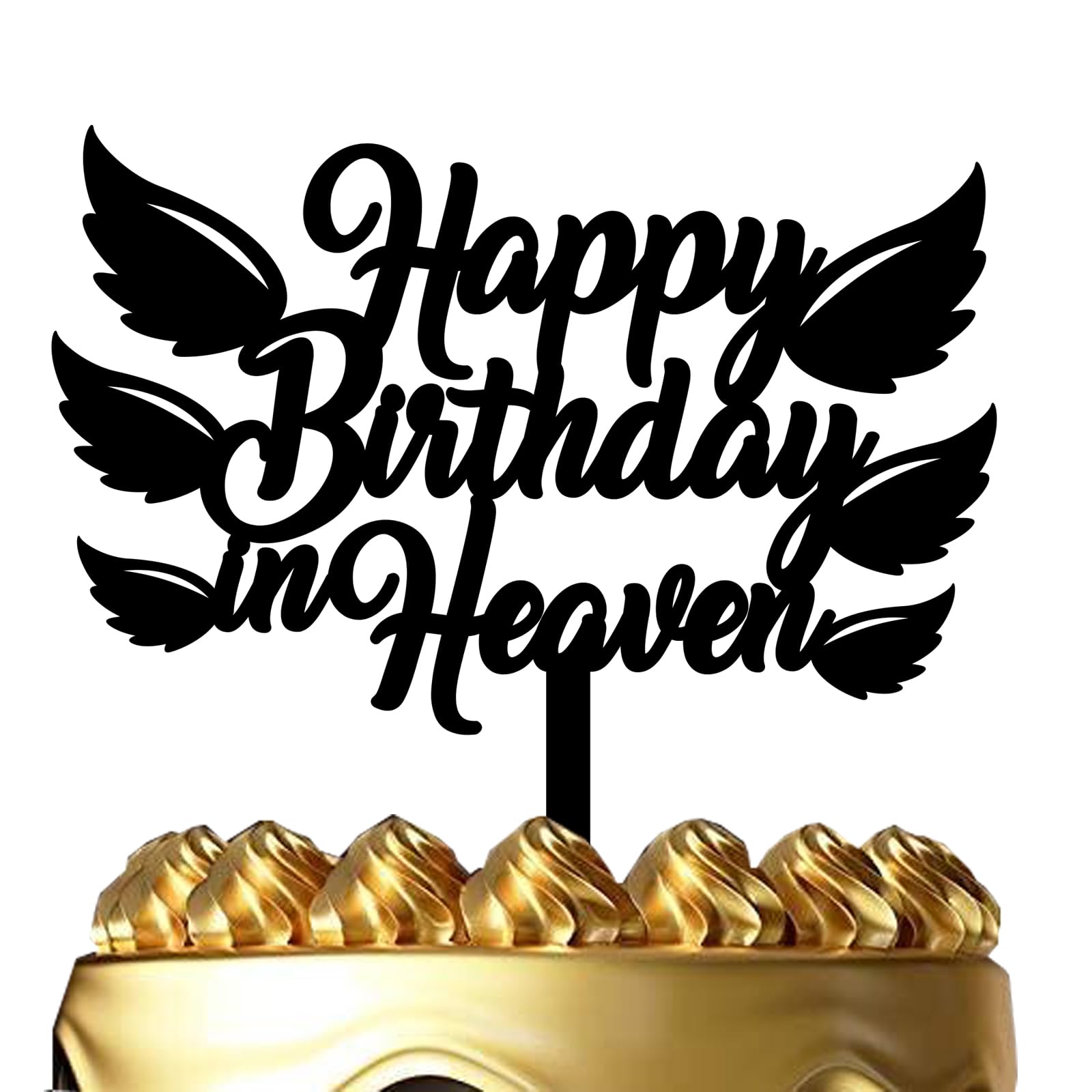 Photo 1 of Happy Birthday in Heaven Cake Topper Funeral Cake Decorations Heavenly Cake Topper for Birthday Anniversary Funeral Party Supplies