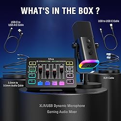 FIFINE Gaming Equipment Bundle, Dynamic XLR/USB