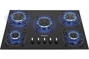 MONDIAL Cooktop a Gás, 5 Bocas, Preto/Inox, Bivolt - CTG-02
