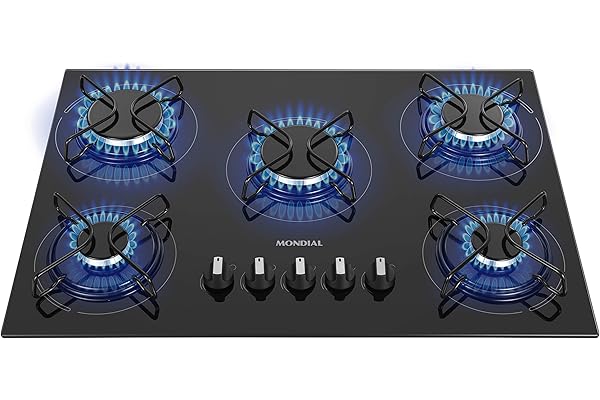 MONDIAL Cooktop a Gás, 5 Bocas, Preto/Inox, Bivolt - CTG-02