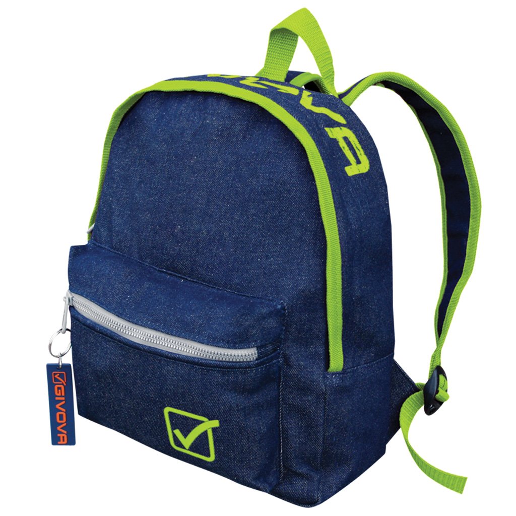 Givova, backpack university jeans, jeans dark/yellow fluo, one size