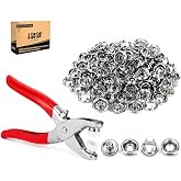 10L0L Stainless Steel Snap Button Kit with Pliers 3/8 Inch 100Pcs | stainless steel, includes pliers &amp; 100 fasteners, no-sew design, versatile for fabrics, reusable storage box