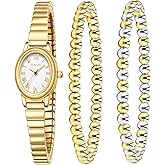 VAVC Women's Gold Bangle Watch and Bracelet Set-Gift for Her