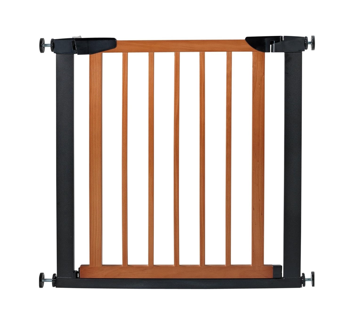 Fairy Baby Pet & Baby Gate Narrow Extra Wide for Stairs Metal and Wood Pressure Mounted Safety Walk Through Gate,29" High,Fit Spaces Between 32.28"-35.04",Coffee Black (3-7 Days Delivered)