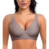 Ganado Deep V Wireless Bras for Women No Underwire Push Up Seamless Padded Comfort Bra Supportive Wirefree Bralette