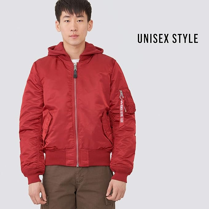 Amazon Com Alpha Industries Men S Ma 1 Natus Flight Jacket L Red With Olive Lining Clothing