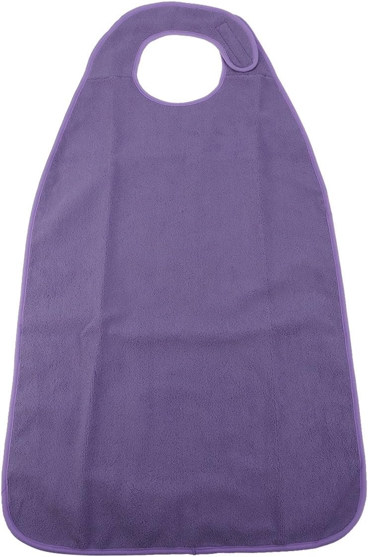 Healifty Waterproof Adult Bib Large Mealtime Protector Terry Cloth Clothing Protector for Elderly Disability Aid Washable Feeding Cover with Tape 35.04X18.90In