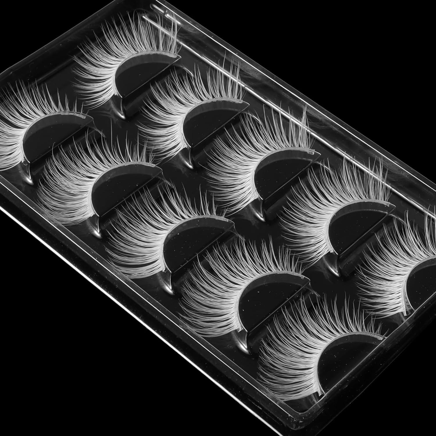 5 Pairs White Anime Manga Lashes Effect Fluffy Wispy Cat Eye White False Eyelashes for Halloween Masquerade - 3D Multi-Layered Lashes & Eyelash Tools