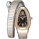 Gosasa Snake Bracelet Watch for Women, Elegant Bangle Wrist Watch with Flexible Wrap Strap Design, Fashion Jewelry Style Quartz Watch, Adjustable Cuff Watch for Dress & Gift