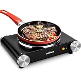 CUSIMAX Electric Burner Hot Plate for Cooking Cast Iron Single Stove, 1500W | Portable Burner with Adjustable Temperature, Works with All Cookware, Non-Slip Rubber Feet, Stainless Steel Easy Cleanup