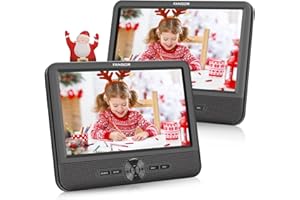 FANGOR 7.5 Dual Screen DVD Player for Car Portable CD Players with 5 Hours Rechargeble Battery, Free Regions, Last Memory, USB/SD Card Reader, AV Out∈ (1 Player + 1 Screen)
