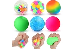 LEMOSTAAR 6 Set Squishy Sensory Stress Squeezing Balls forAdults: Best Calming Tool to Relieve Anxiety, Vent Mood and Improve Focus, Easter Basket Stuffers for Kids, Goodie Bag Stuffers