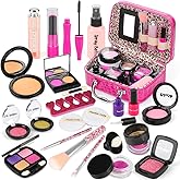 Kids Pretend Makeup Kit for Girl - Pretend Play Beauty Set with Cosmetics Bag Fake Makeup Princess Toys for Little Girls Chri