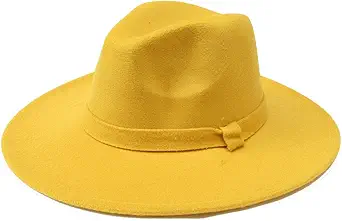 Mrlahat Women and Men Flat Wide Brim Warm Felt Fedora Hat Retro Style Panama Hat