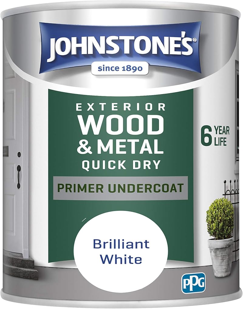 Johnstone's Quick Dry Gloss Exterior Primer Undercoat Brilliant White 0.75L 12m2