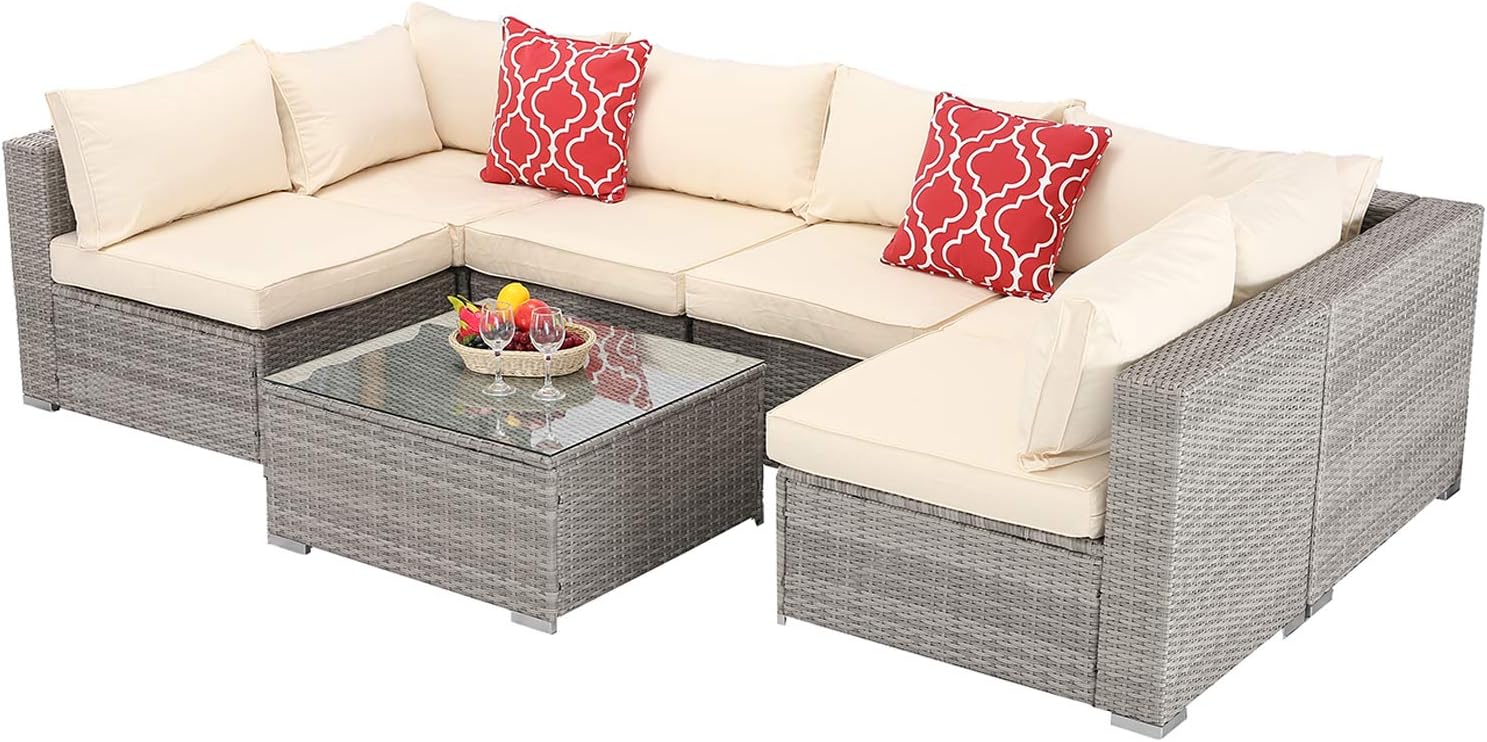 Furnimy 7 PCS Outdoor Patio Furniture Set Cushioned