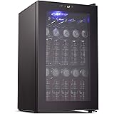 Joy Pebble Beverage Cooler and Refrigerator Mini Fridge with Glass Door for Soda Beer or Wine Small Drink Cooler for Home Off