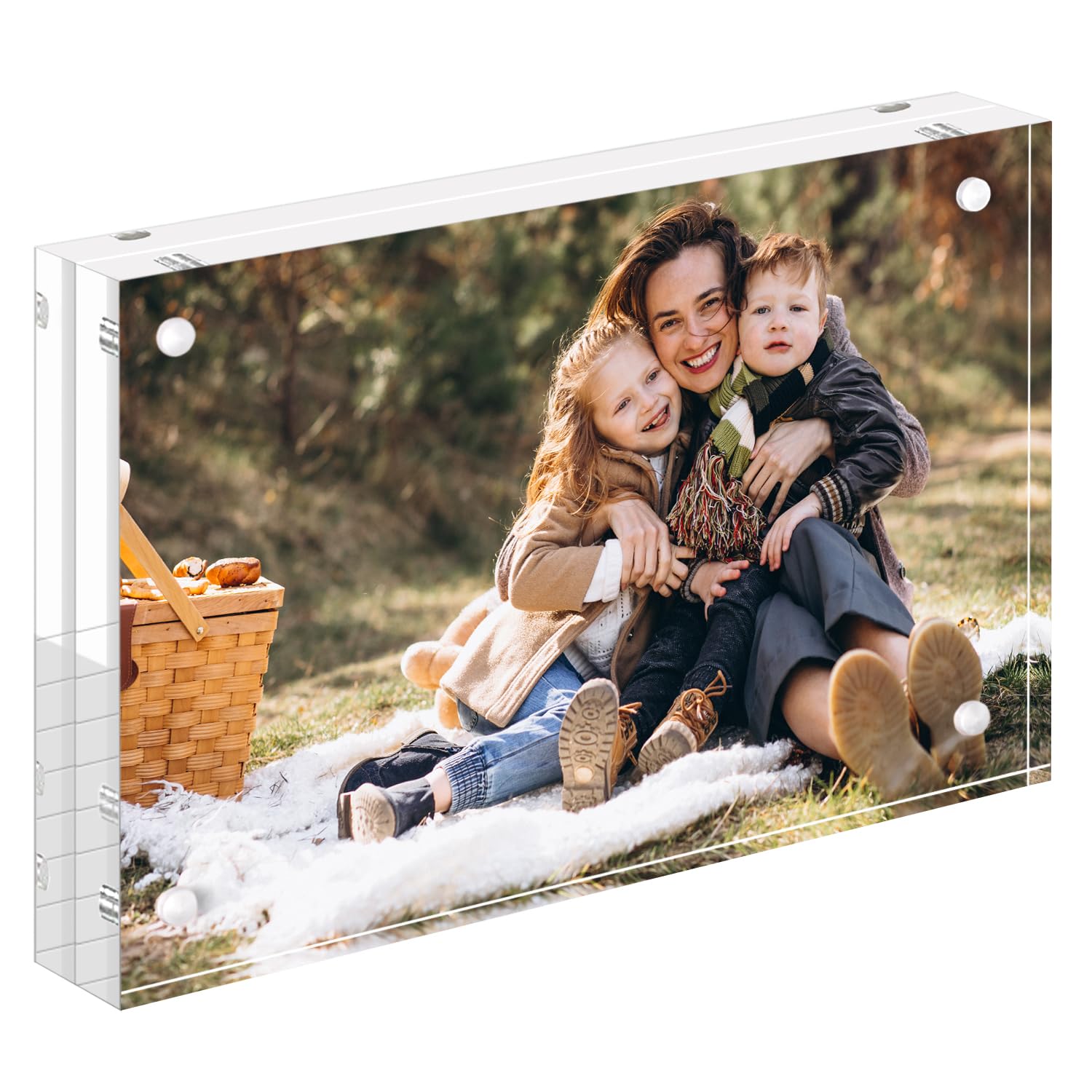 Picture Frames Acrylic, SAREAL 4 x 6 Acrylic Frame, 10 x 15 cm Clear Picture Frames Freestanding Double Sided Magnetic Block Photo Frame, 1Pack