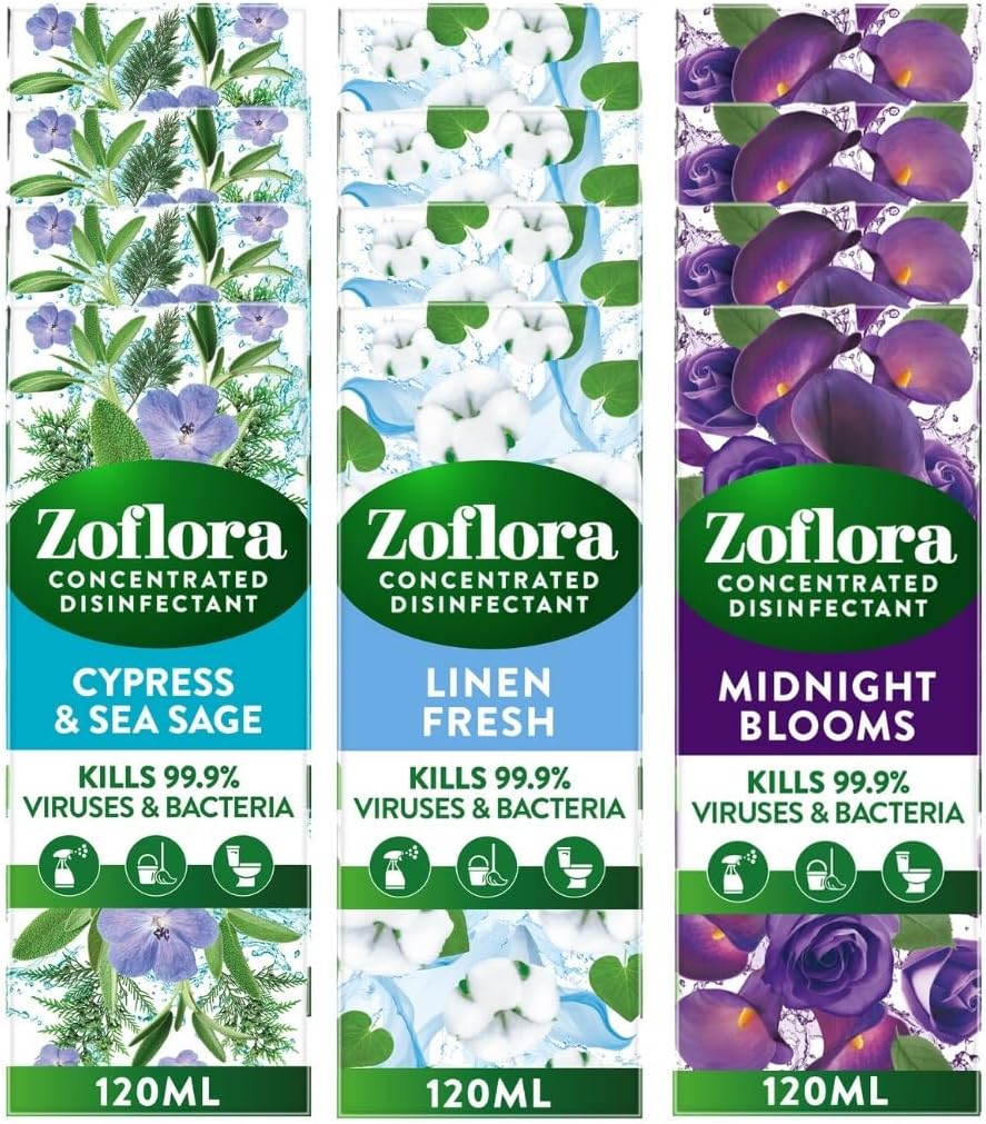 Zoflora Disinfectant Concentrates Bundle 12 x 120 ml 1.4 L Multipurpose