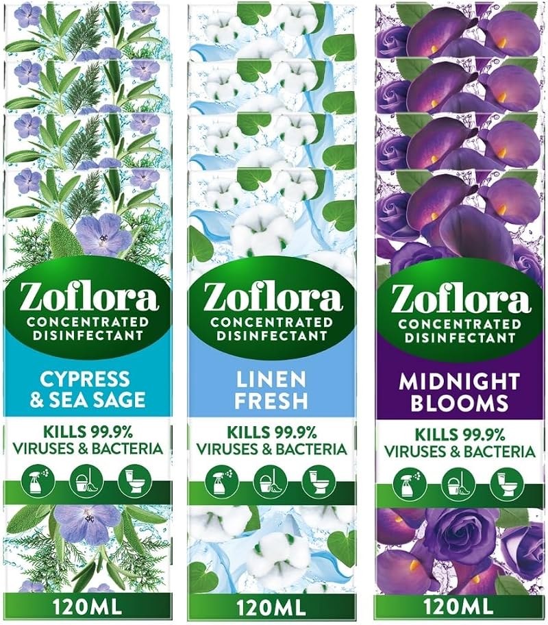 Zoflora Disinfectant Concentrates Bundle 12 x 120 ml 1.4 L Multipurpose