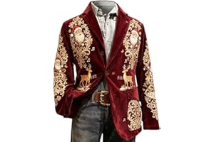 Christmas Suit for Men Corduroy Ugly Xmas Blazer Jacket Funny Santa Party Blazers Sport Coat Wedding Prom Jacket