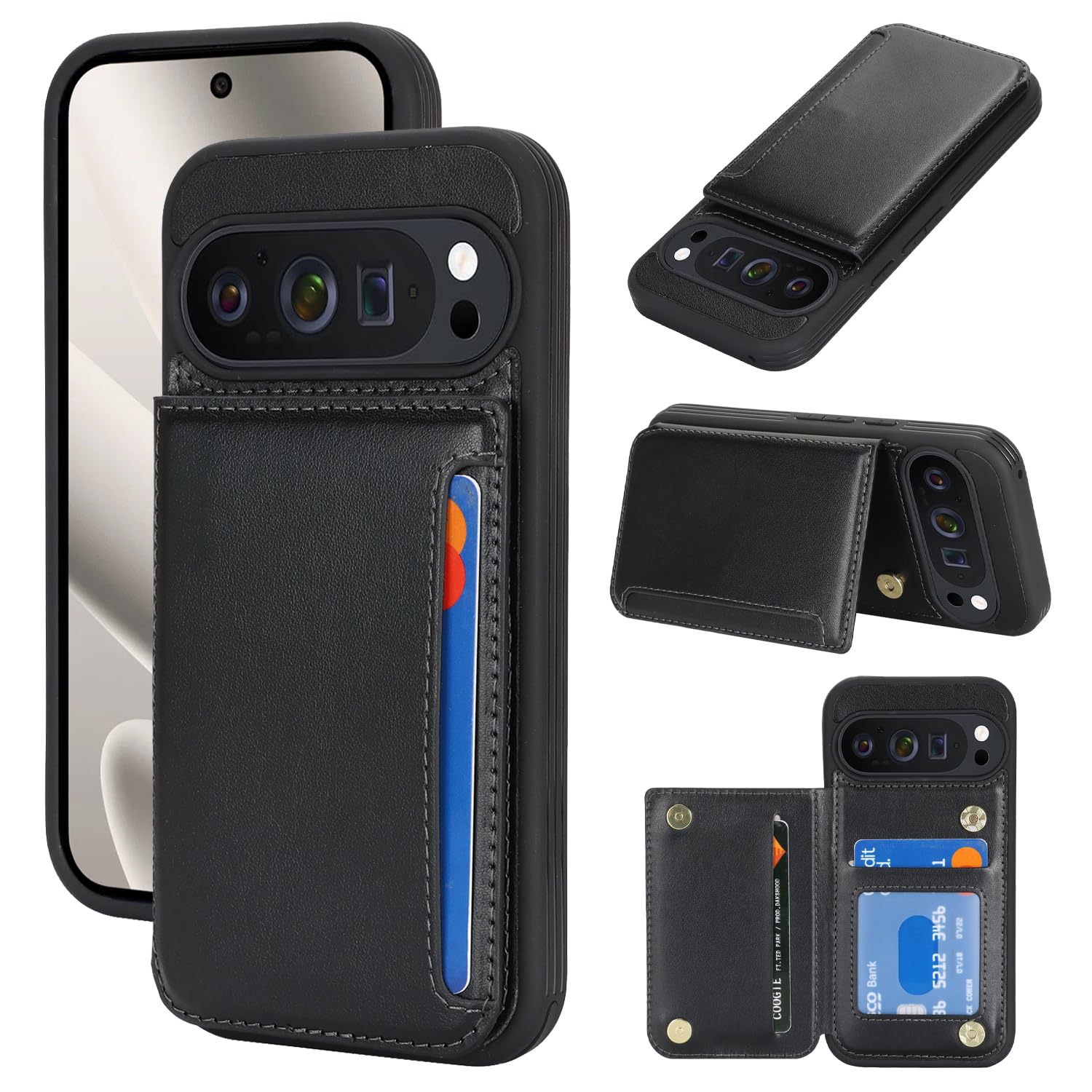 iCoverCase Compatible with Google Pixel 10 Pro XL Case with Card Holder, Wallet Phone Case for Women Men [RFID Blocking] PU Leather Protective Wallet Case for Pixel 10 Pro XL (Black)