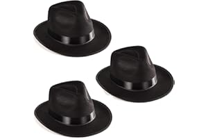 Funny Party Hats Black Gangster Hat - Black Fedora Hats - Costume Hats - Costume Accessories
