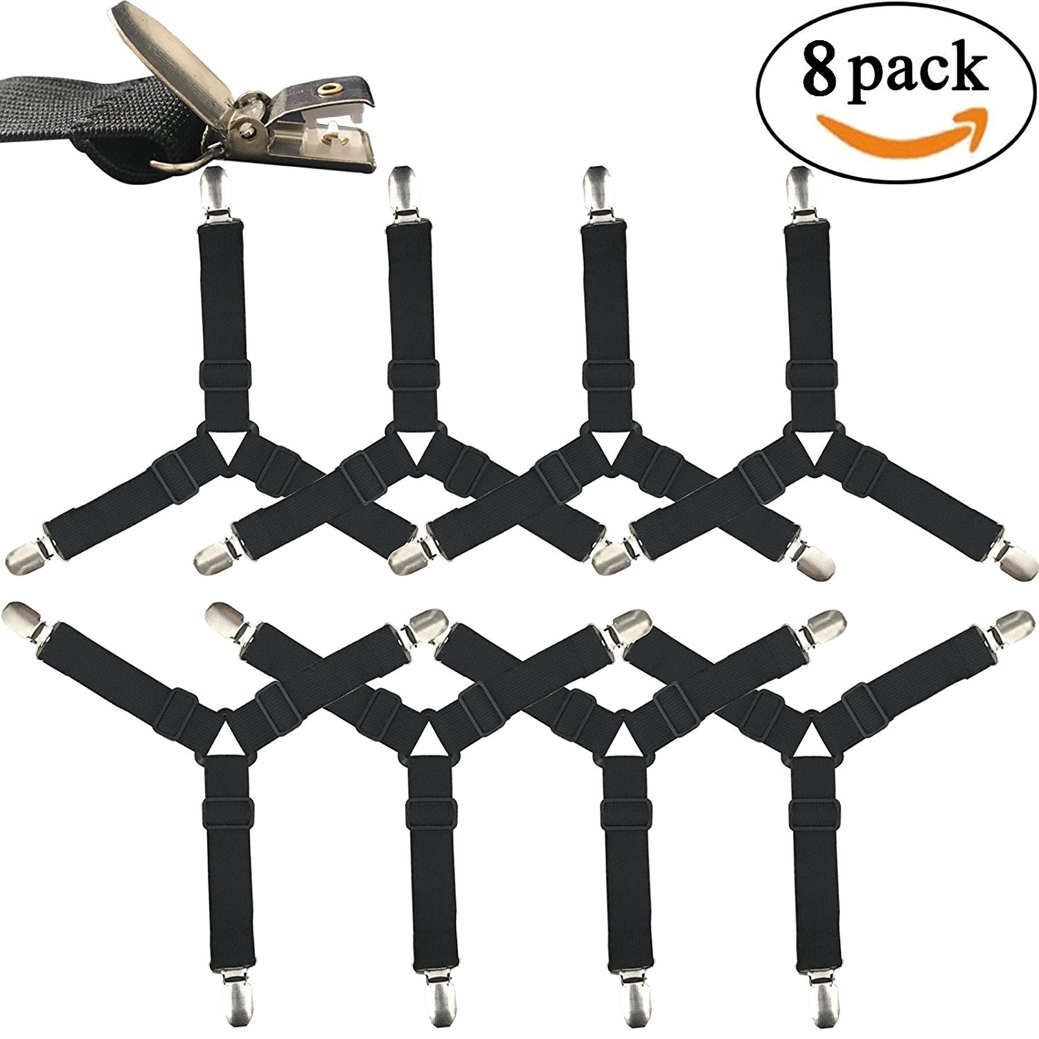 Bed Sheet Band Straps Suspenders 8pcs/2 Sets Adjustable Fitted Bed