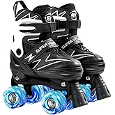 SUPER YOUNGSTER Adjustable Roller Skates Boys Kids Ages 5-8 8-12 Roller Skates Girls with Light up Wheels, Fun Rollerskate for Youth Toddlers
