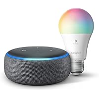 Echo Dot (3rd Gen) - Smart speaker with Alexa - Charcoal with Sengled Bluetooth Color bulb