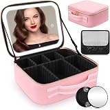Suupvaor Travel Makeup Bag with LED Mirror 2-Layer Adjustable Compartments view 1