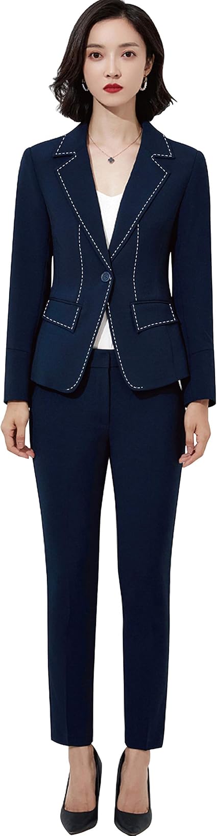 Amazon レディース スーツ 人気 おしゃれ ビジネススーツ 2点セット キャリア フォーマルスーツ 春夏 通年 通勤 就活 事務服 オフィス 卒業式 ロング丈パンツ Office リクルート ママ スーツ Ladies Suit パンツスーツ 通販