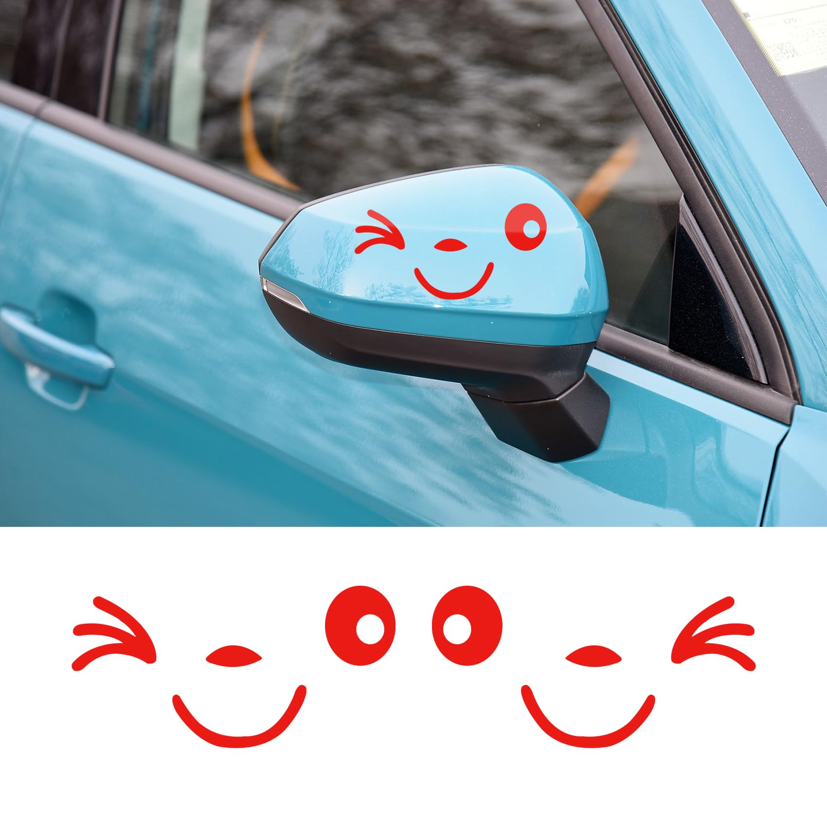 1 Pair Cute Smile Face 3D Decal Sticker for Auto