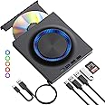 ROOFULL External DVD Drive, CD Drive Burner DVD Player with USB 3.0 & USB-C Hub and SD Card Reader, Portable DVD CD ROM +/-RW Disk Drive Writer for Laptop Mac Windows 11/10/8/7 Linux Computer PC
