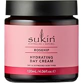 Sukin Hydrating Day Cream, Rosehip &ndash; Anti-Aging Face Cream for Dry Skin, Naturally Rich in Vitamin A and Vitamin C, Signature Scent, 4.06 Oz Ea