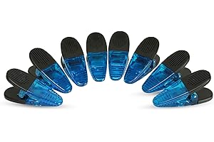 VIP HOME ESSENTIALS Heavy Duty Clips with Neodymium Magnet - 3-1/4" Length - Durable Versatile All-Purpose - Set of 8 (Translucent Blue)