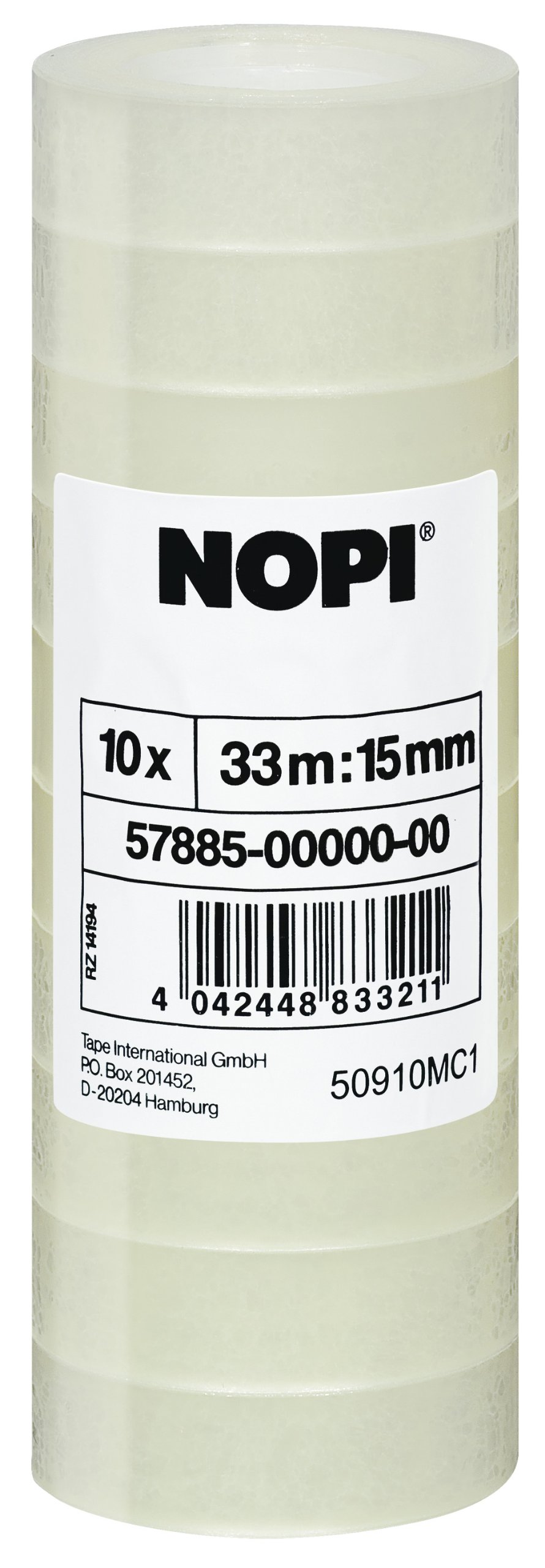 NOPI Adhesive Film, Transparent, 10 Rolls, 33 m x 15 mm