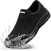 LARN SAFETY Mens Non Slip Shoes Food Service Work Shoe Waterproof Slip Resistant Kitchen Chef Footwear Restaurant Hospital Slip-On Black