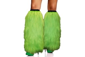 FHQHTH Fuzzy Faux Fur Leg Warmers Fur Heels Long Boots Cuff Cover has Elasticity One Pair Dionysia Boot cover Carnival 18"