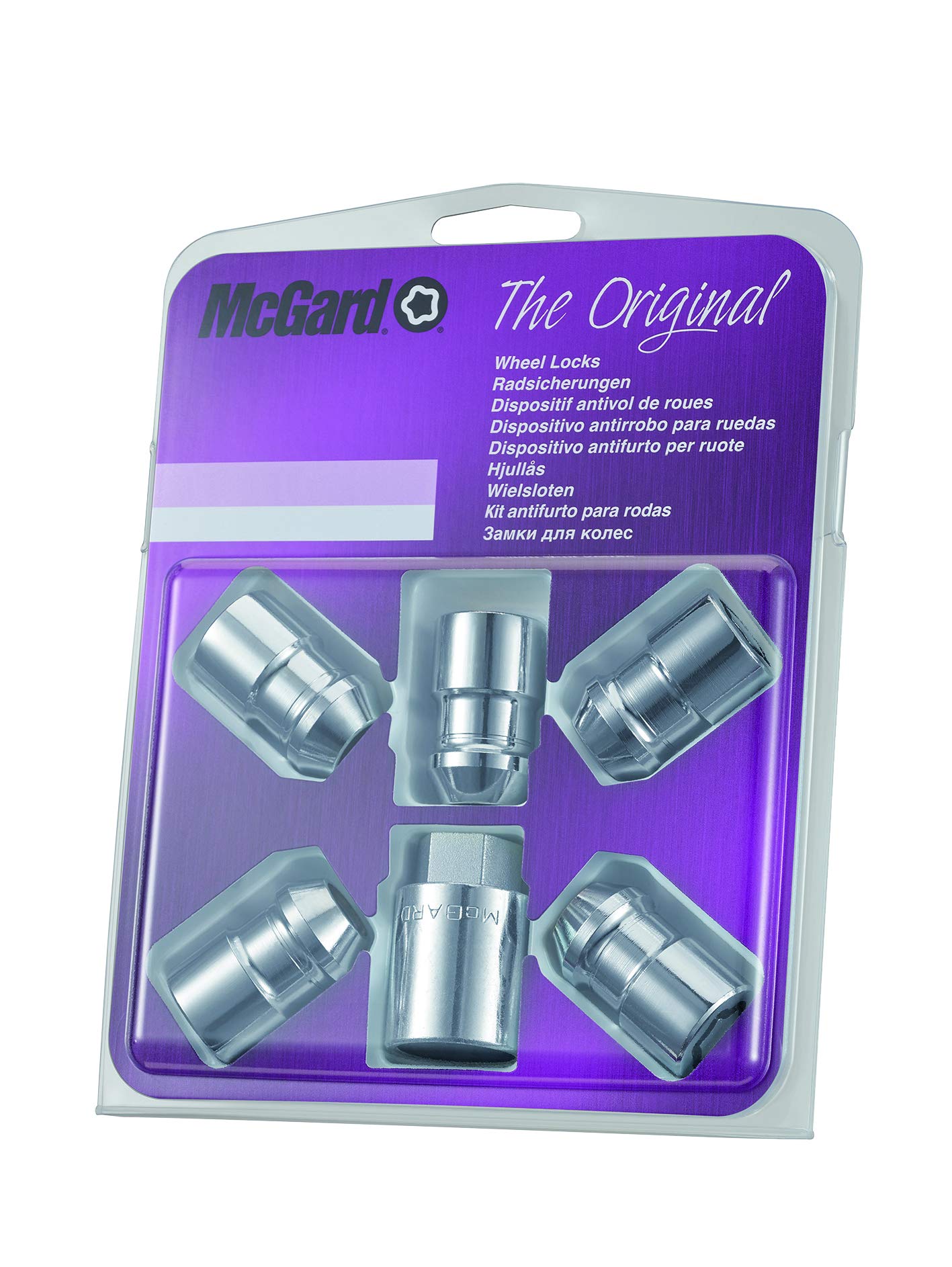 24552SU Wheel Lock Nuts SU, 5 lock set M12 x 1,25, cone seat, total length 32,5 mm, Hex size 19mm, Key diameter 27,7 mm