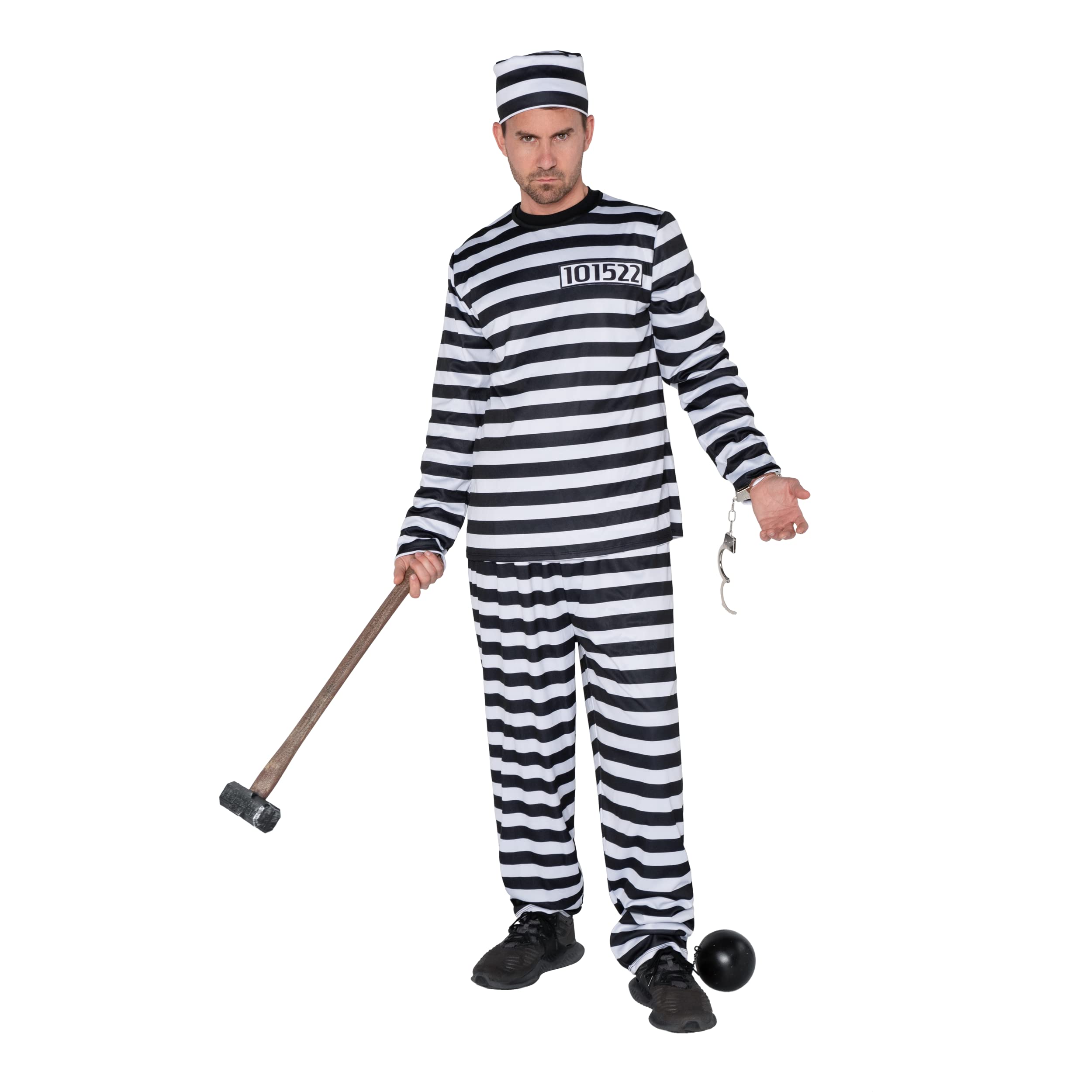 View 1 of Spooktacular Creations Men Prisoner Costume, Inmate Jailbird Costume Adult, Halloween Costume-L