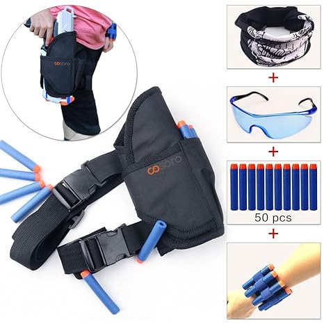 COSORO Kinder Taillen-Beutel Taktische Pistolenhalfter (kommt mit Gesichtsmaske + Windproof Schutzbrille + 50er Dart Nachfüll