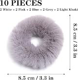 KEYRI 10 Pieces Plush Hair Scrunchies for Women Girls White Pink Blue Grey Khaki view 2