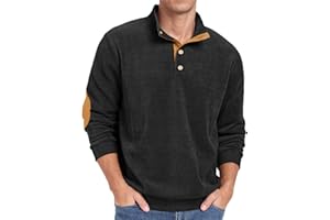 NUOKESASI Men's Fashion Corduroy Sweatshirts,Casual Button Down Stand Collar long Sleeve Henley Pullover Sweatshirt